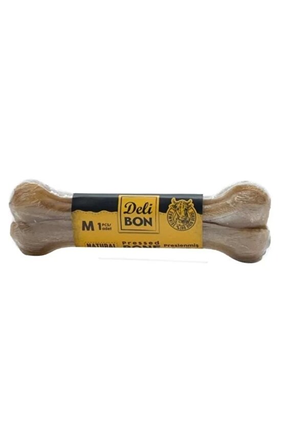 Deri Pres Vakumlu Kemik Köpek Ödülü Naturel 15 Cm 1 Adet