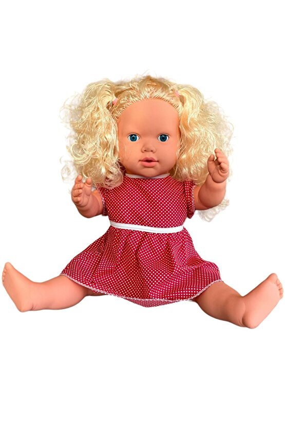 Büyük Boy Türkçe Konuşan Sarı Uzun Saçlı Et Bebek Oyuncak (60 CM)