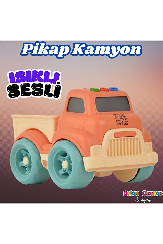 Lüx Somon Sesli ve Işıklı Minik Pikap - Plastik Kamyon - Kırılmaz Oyuncak - Kırılmaz Pikap - Işıklı