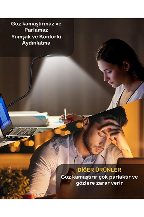 Çok Fonksiyonlu Akrobat  Klipsli Masa Lambası Ayarlanabilir Işık Seviyeli LED Çalışma Lambası