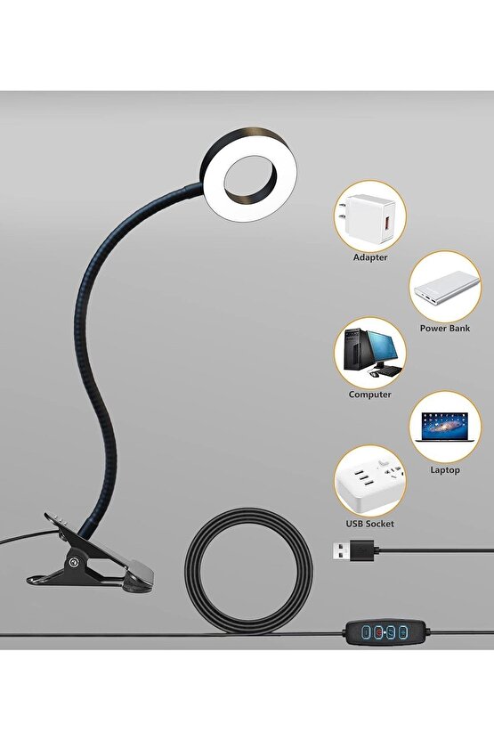 Çok Fonksiyonlu Akrobat  Klipsli Masa Lambası Ayarlanabilir Işık Seviyeli LED Çalışma Lambası