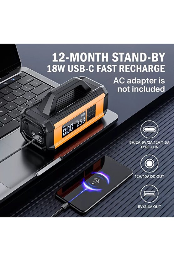 ACİL AKÜ TAKVİYE MARŞ MOTORU START 10000MAH 12V 150PSİ LASTİK ŞİŞİRME POMPASI POWERBANK LED LAMBA