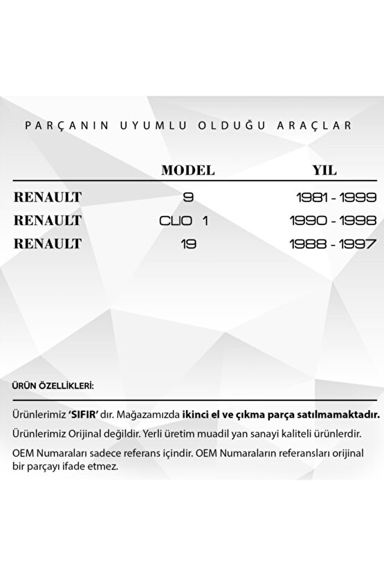 Renault 9,19 Ve Clio Için Motor Yağ Çubuğu ( Benzinli)