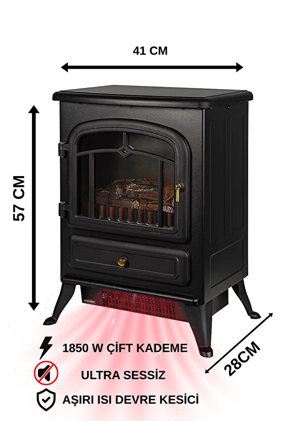Elektrikli Şömine ,soba 1850w Isıtıcı Fan, Alev Efektli GUNBO HOME