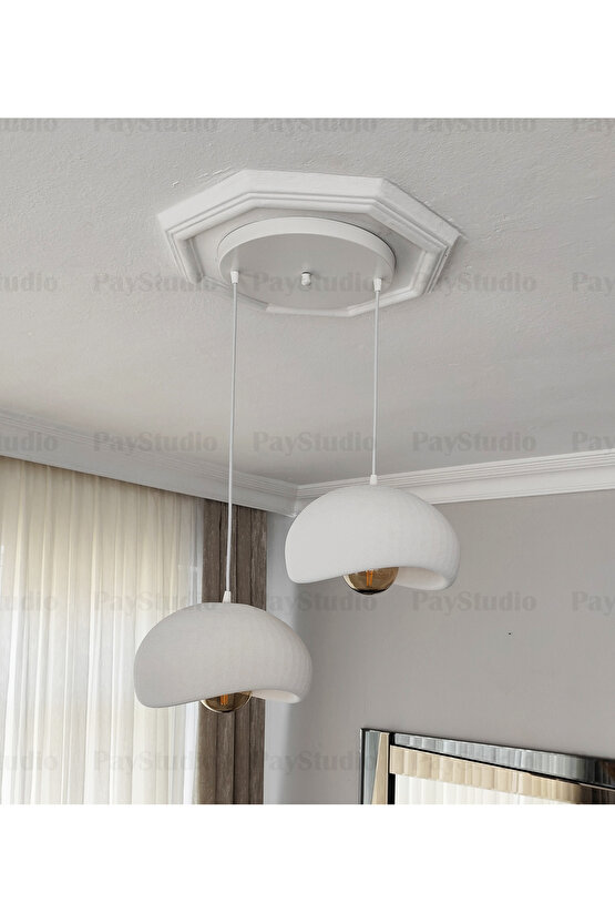 Beton Görünüm 2 Li Sarkıt Avize Bohem Modern Rustik (E27 Ampul Hediyedir.)