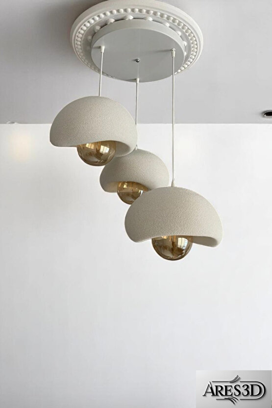 3 Lü Sarkıt Avize Rustik E27 Modern Avize Bohem Beton Görünüm (RUSTİK AMPUL HEDİYEDİR..!)