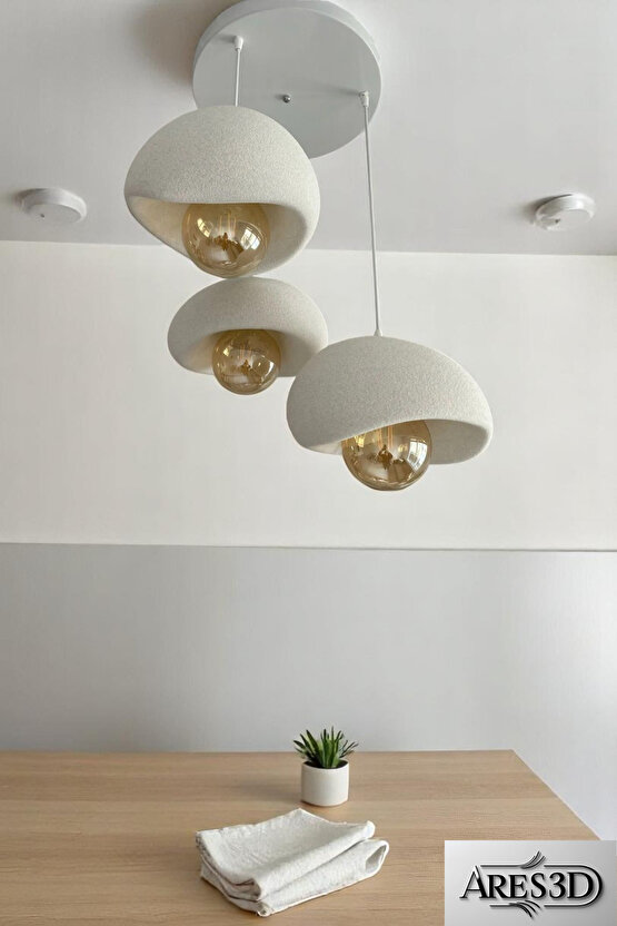 3 Lü Sarkıt Avize Rustik E27 Modern Avize Bohem Beton Görünüm (RUSTİK AMPUL HEDİYEDİR..!)