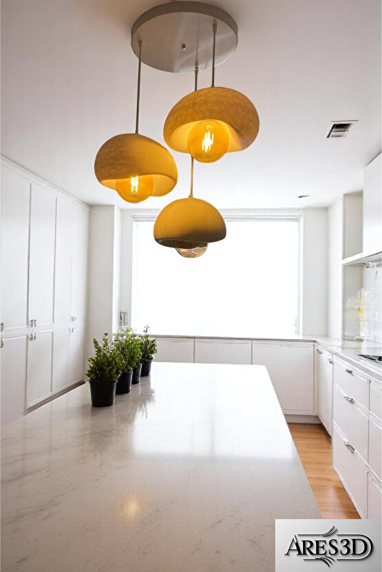 3 Lü Sarkıt Avize Rustik E27 Modern Avize Bohem Beton Görünüm (RUSTİK AMPUL HEDİYEDİR..!)