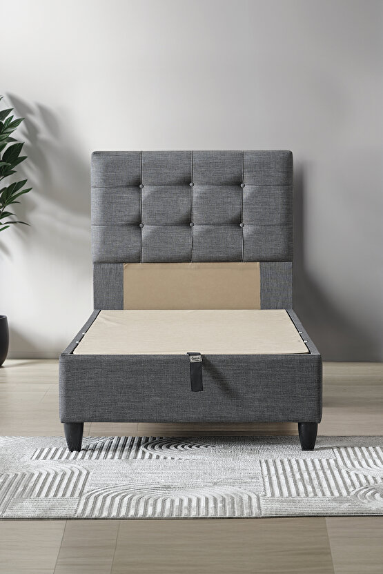 Mimoza Modeli Tek Kişilik Full Ortopedik Yataklı Baza ve Başlık Takımı 3 lü Set