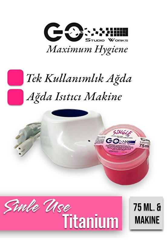 T - Ağda Isıtıcı + 1 Adet Tek Kullanımlık GO Studio Works Titanium Konserve Ağda Single Use