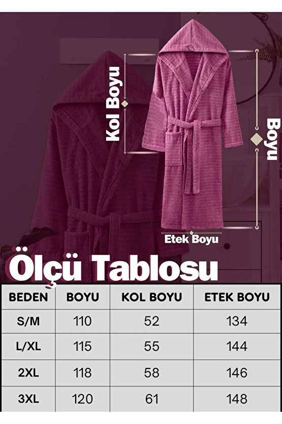 Pamuklu Kapüşonlu Unisex Bornoz