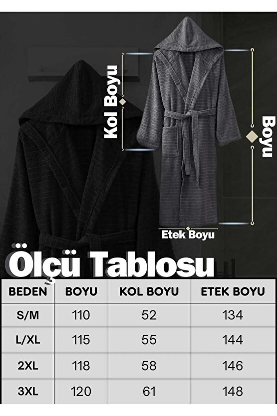 Pamuklu Kapüşonlu Unisex Bornoz