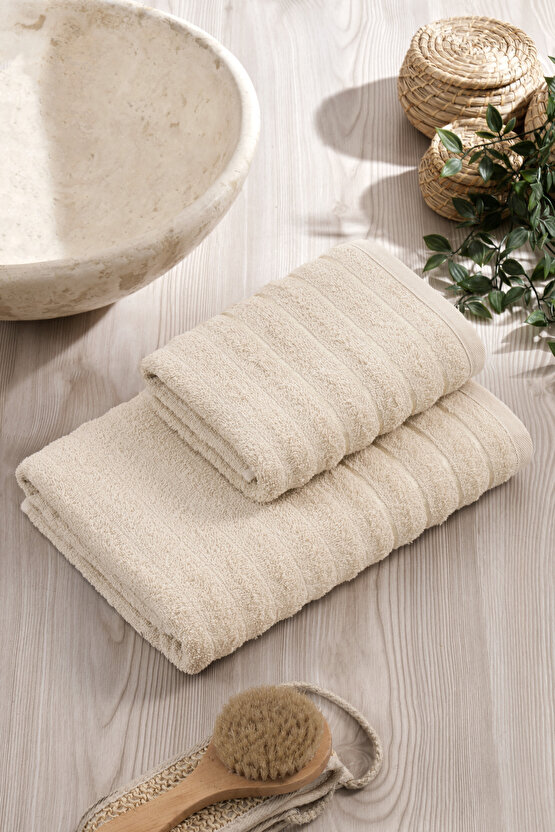 2li Dalga Desenli Banyo Havlu Seti Antrasit