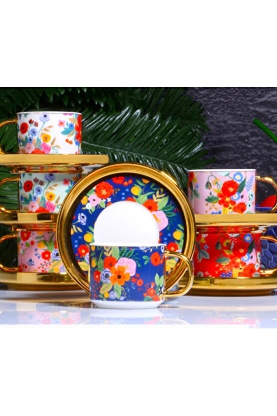 Flowers Mix Kahve Fincan Takımı