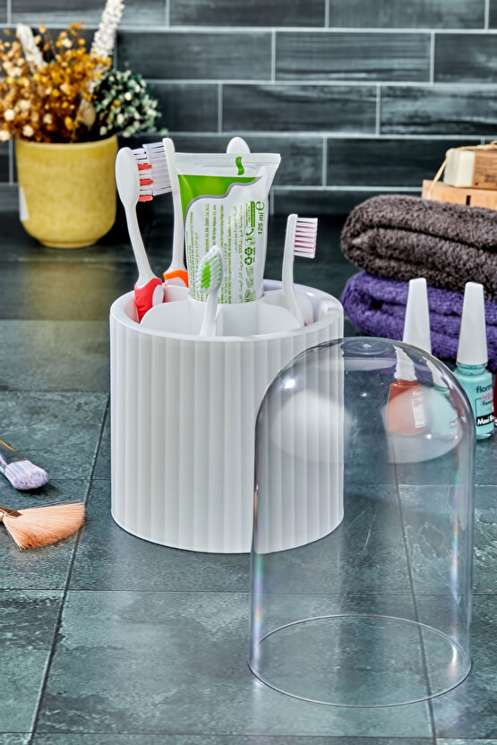 Şeffaf Kapaklı Diş Fırçalık Kutusu – Hijyenik Saklama, Banyo Organizer,Çok Amaçlı Saklama Kutusu