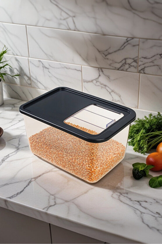 Mega Boy 10 Litre Sürgülü Kayar Kapaklı Erzak Saklama Kabı Seti Çok Amaçlı Buzdolabı Düzenleyici