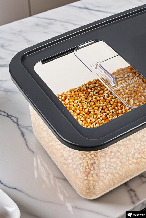 Mega Boy 10 Litre Sürgülü Kayar Kapaklı Erzak Saklama Kabı Seti Çok Amaçlı Buzdolabı Düzenleyici