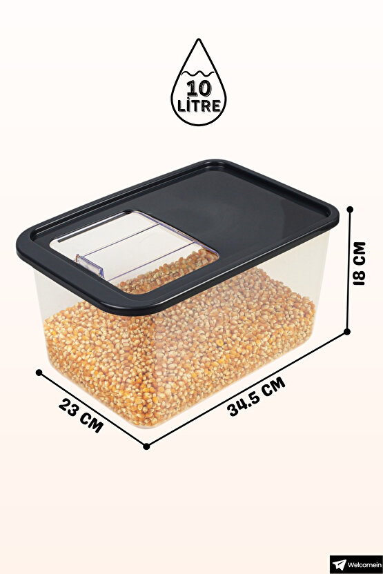 Mega Boy 10 Litre Sürgülü Kayar Kapaklı Erzak Saklama Kabı Seti Çok Amaçlı Buzdolabı Düzenleyici