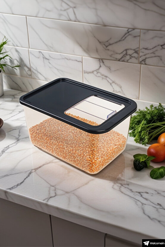 Mega Boy 10 Litre Sürgülü Kayar Kapaklı Erzak Saklama Kabı Seti Çok Amaçlı Buzdolabı Düzenleyici