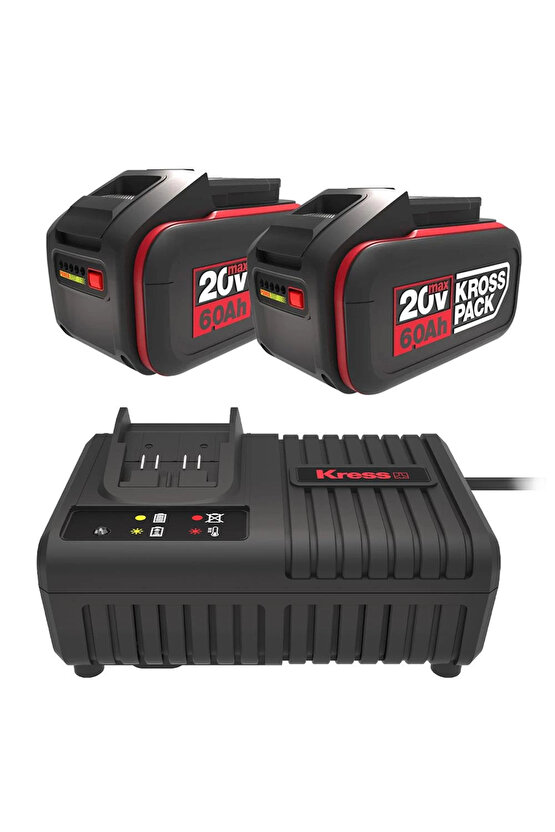 KAD22 20Volt 6.0Ah Kross Pack Li-ion Çift Akü ve Akü Şarj Cihazı