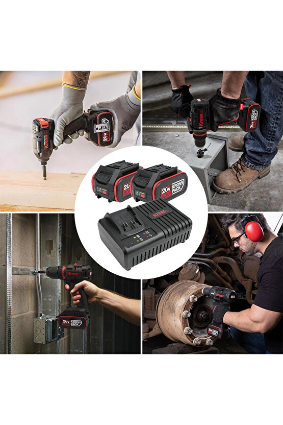 KAD22 20Volt 6.0Ah Kross Pack Li-ion Çift Akü ve Akü Şarj Cihazı