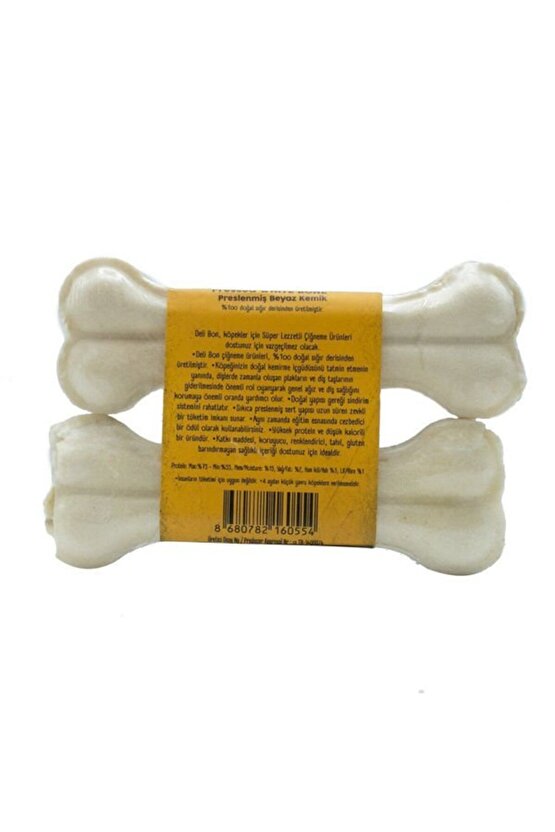 Deri Pres Vakumlu Kemik Köpek Ödülü Beyaz 12 Cm 2 Adet