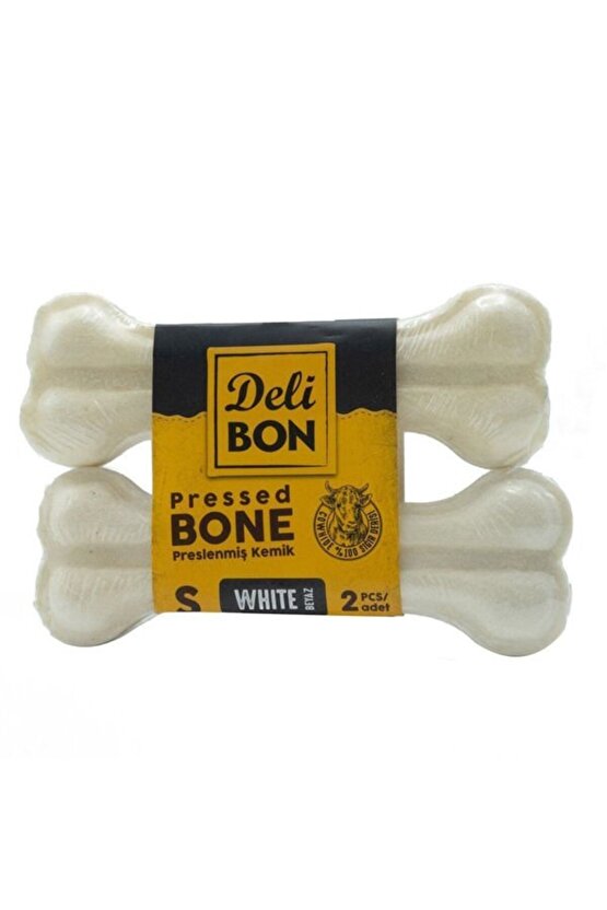 Deri Pres Vakumlu Kemik Köpek Ödülü Beyaz 12 Cm 2 Adet