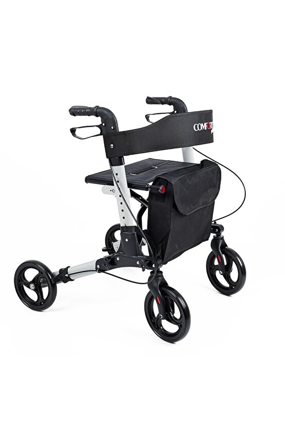 lüx yürüteç hafif 4 tekerli Alüminyum Tekerlekli Lüks Rolatör Frenli Oturaklı Yürüteç Katlanabilir