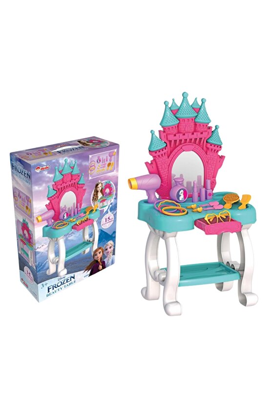 Frozen Şato Güzellik Masası - Güzellik Setleri - Kuaför Oyuncak Seti - Makyaj Seti - Karlar Ülkesi G