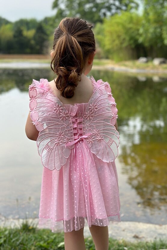 Kız Bebek Elbise Kız Çocuk Elbise Doğum Günü Parti Düğün Elbise Dantelli Kısa Kol Astarlı Elbise