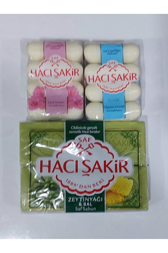 Hacı şakir katı sabun ballı zeytin yağlı gül klasik 3 paket