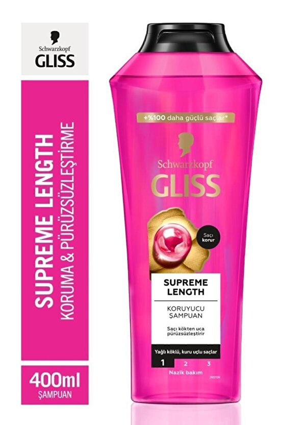 Supreme Length Biotin  & Şakayık Çiçeği Özü Koruyucu Şampuan 400 ml Yağlı Köklü Kuru Uçlu Saçlar