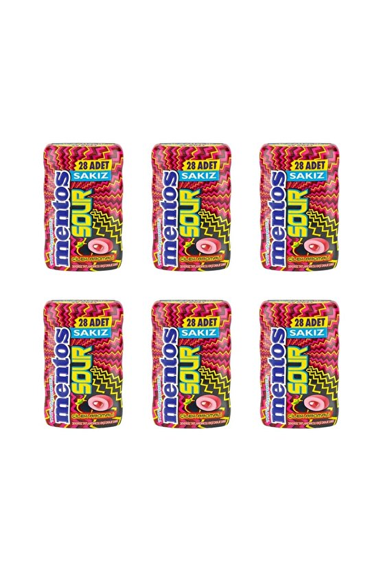 Sour Çilek Aromalı Şekersiz Tatlandırıcılı Ekşi Draje Sakız 6 Adet x 56 g