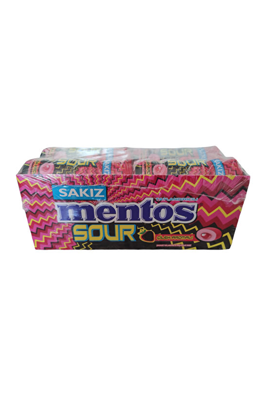 Sour Çilek Aromalı Şekersiz Ekşi Sakız 30 Gr * 12 Adet