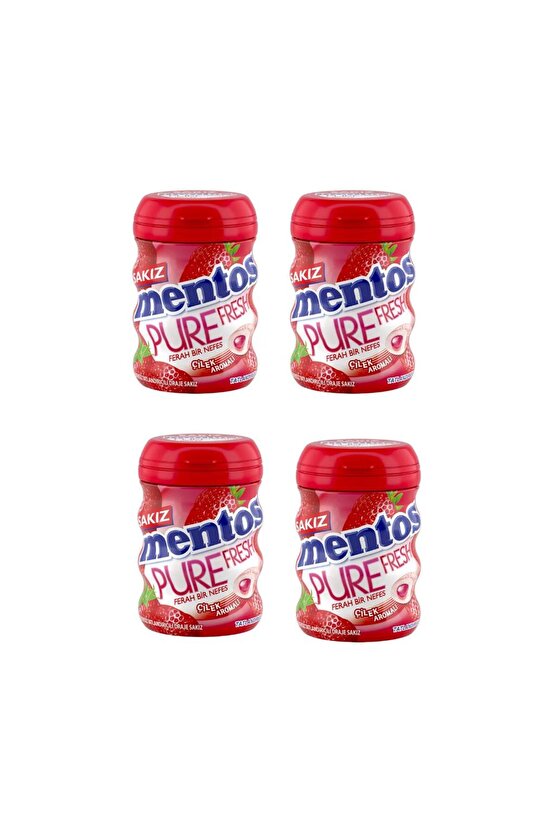 Pure Fresh Çilek Aromalı Şekersiz Draje Sakız 60 g x 4 Adet