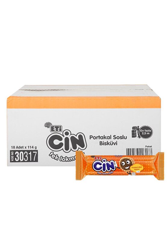 Cin Tek Lokmalık Bisküvi Portakal Jöleli 114 g x 18 Adet
