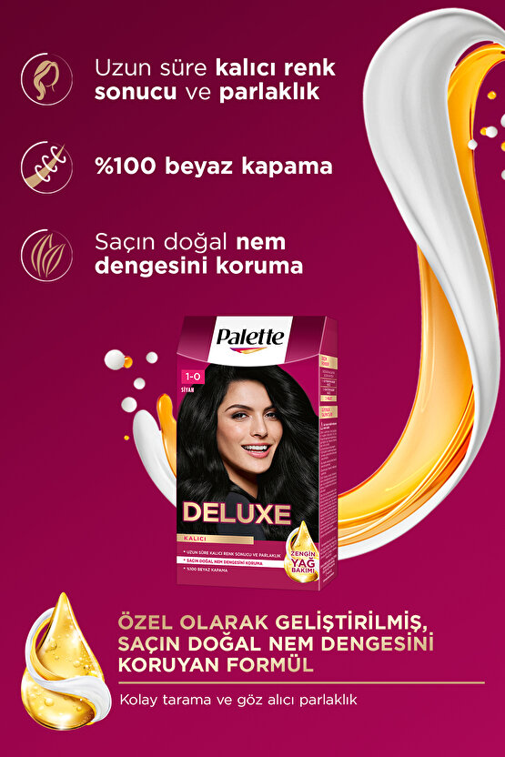 Deluxe Yoğun Renkler Saç Boyası 1-0 Siyah