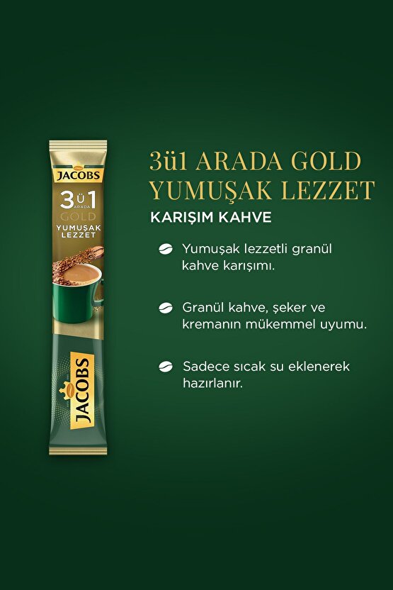 3ü 1 Arada Gold Yumuşak Içim Karışım Kahve 10lu Paket