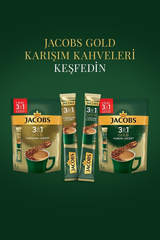 3ü 1 Arada Gold Yumuşak Içim Karışım Kahve 10lu Paket