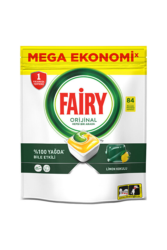 Hepsi Bir Arada Limonlu Bulaşık Makinesi 84lü Tablet Deterjan