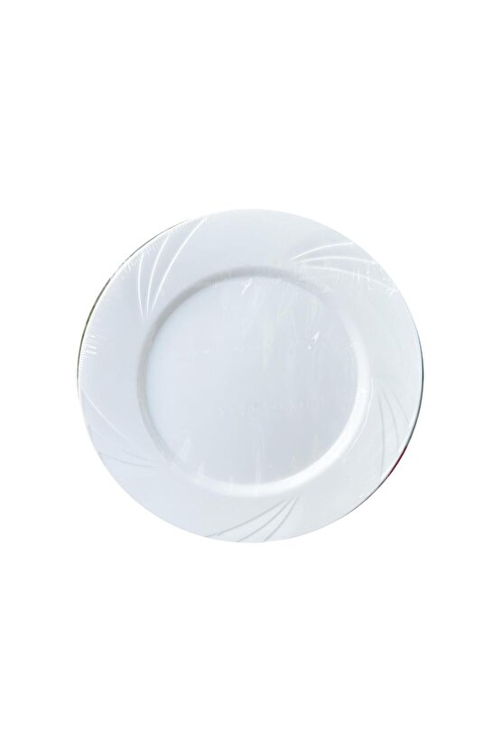 Kullan At Parti Davet Sunum Servis Plastik Sert Mika Tabak - 26 Cm. - Beyaz - 6 Adetlik 3 Paket