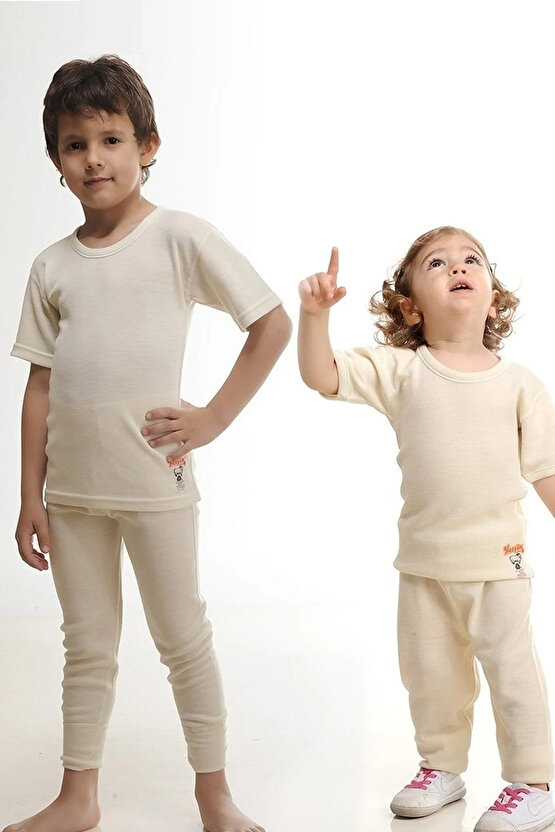 Içlik 550 Krem Çocuk Unisex Uzun Yün Içlik Termal Don.