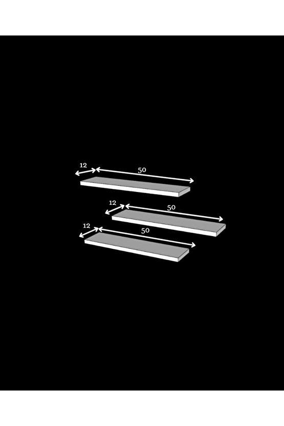 Üçlü Uçan Raf - Tv Rafı - Kitaplık Rafı- Duvar Rafı - Antrasit Gri