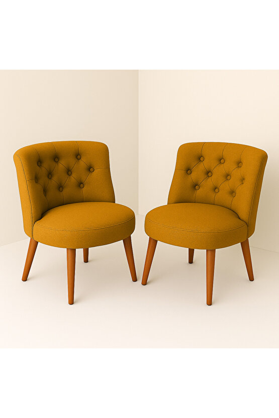 İkili Berjer Koltuk Hardal Sarısı - Çay Seti Koltuk Takımı