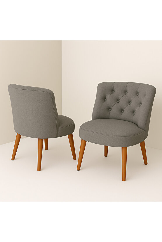 İkili Berjer Koltuk Gri Keten - Çay Seti Koltuk Takımı