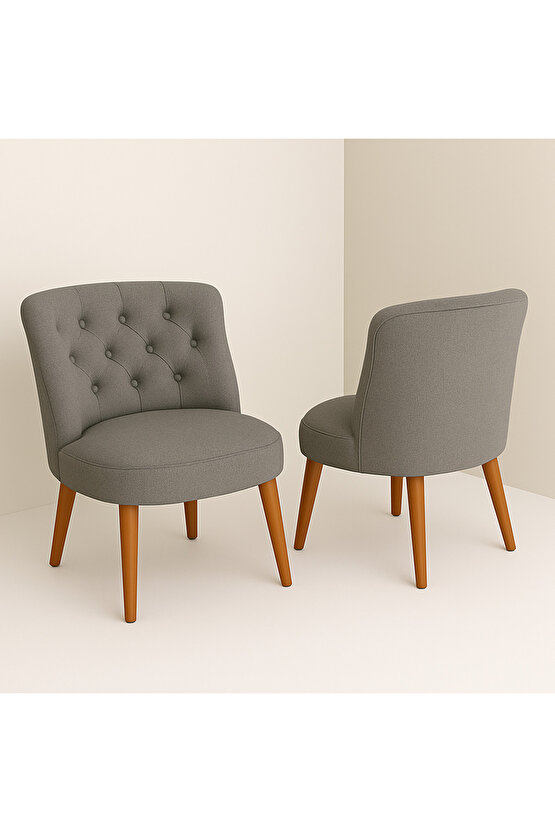 İkili Berjer Koltuk Gri Keten - Çay Seti Koltuk Takımı