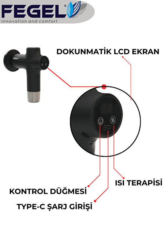 Fg-711 Plus Yeni Nesil Şarjlı Isıtmalı Ve Soğuk Terapili 6 Uçlu Sporcu Masaj Tabancası