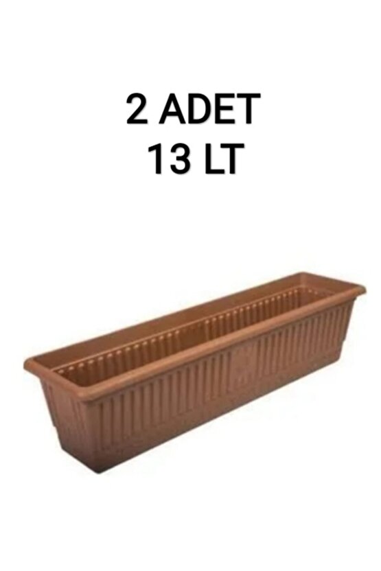 2 Adet Büyük Boy Balkon Saksı 13 Lt Kahve