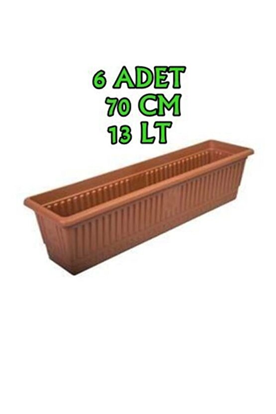 6 Adet Balkon Saksı Büyük Boy 13 Lt 70cm Büyük Boy
