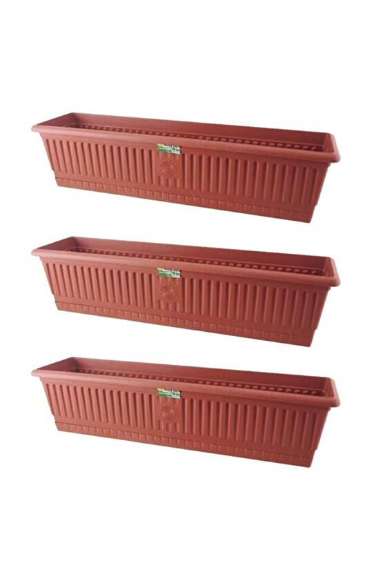 Bahçe Balkon Saksı (13 Lt) 70 Cm, 3 Adet Uzun Balkon Saksı, Hak Saksı